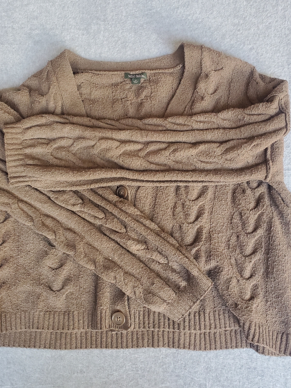 wild fable Brown Cable-Knit Button Cardigan